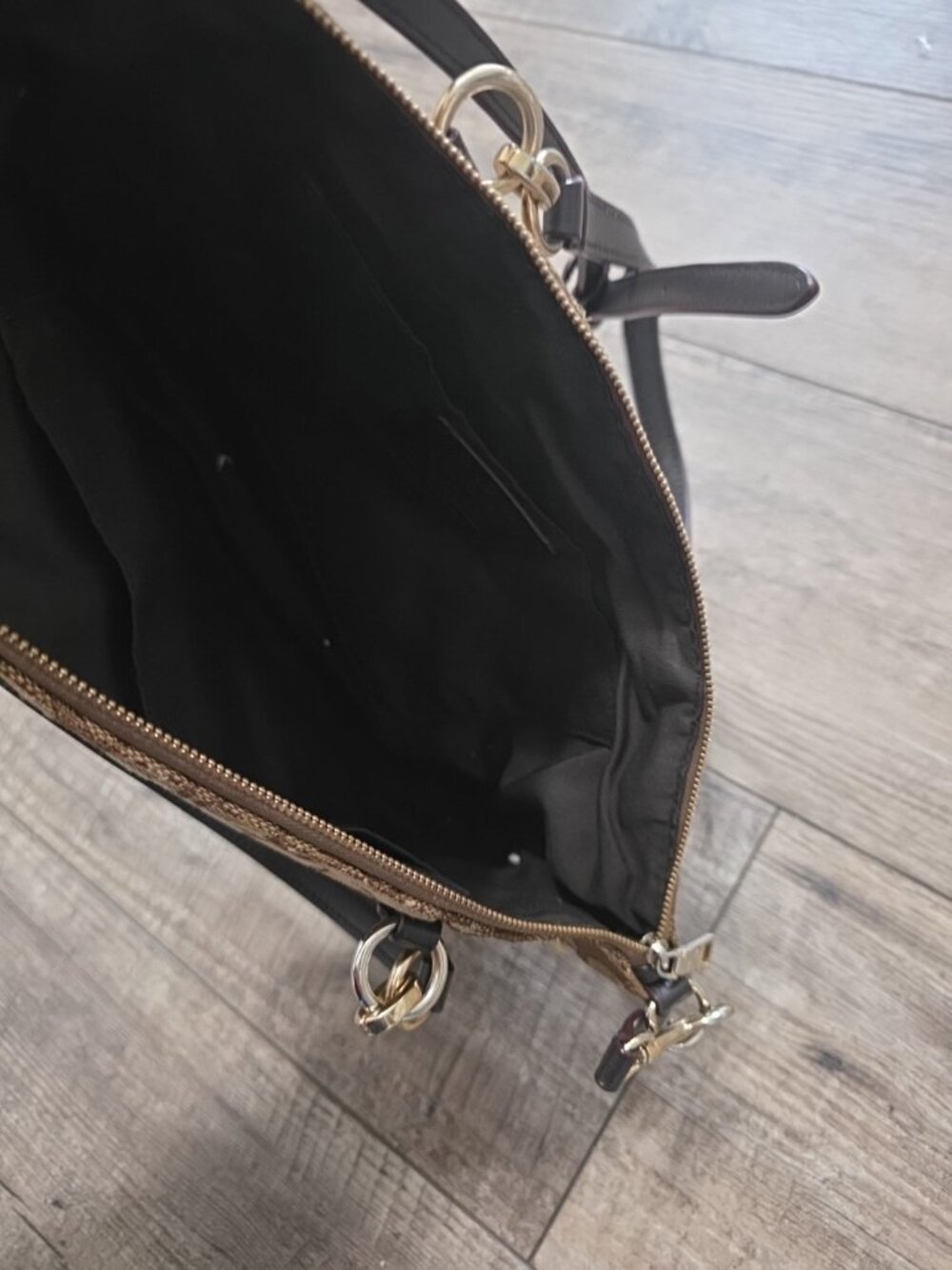 Coach VTG Beige/Brown Canvas and Leather Kelsey Satchel Crossbody - Signature C - Picture 7 of 12